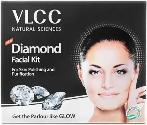 4. VLCC Diamond Facial Kit -60g- Skin purifying with Parlour Glow. With Colloidal Diamond, Jojoba Oil, Olive Oil & Aloe Vera.