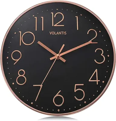 7. VOLANTIS 12 Inch Modern Plastic Stylish Non Ticking Silent Analog Wall Clock for Home
