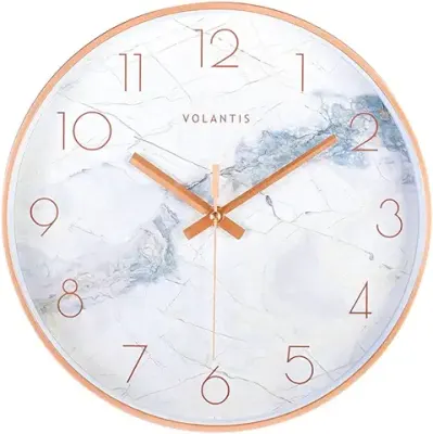 13. VOLANTIS Marble Style Wall Clock for Home