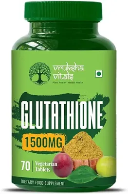 9. Vruksha Vitals Glutathione 1500 mg with Vitamin C - 70 Tablets (Plant based Capsules Supplement)