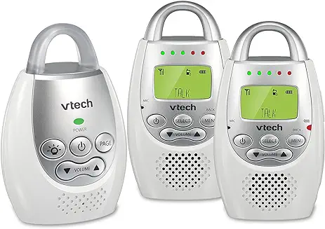 5. VTech DM221-2 Audio Baby Monitor with up to 1,000 ft of Range, Vibrating Sound-Alert, Talk Back Intercom, Night Light Loop & Two Parent Units, White