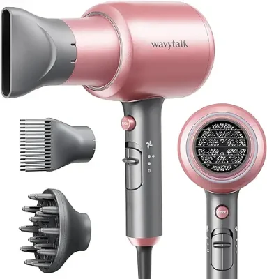 5. Wavytalk Professional Ionic Hair Dryer Blow Dryer with Diffuser and Concentrator for Curly Hair 1875 Watt Negative Ions Dryer with Ceramic Technology Nozzle for Fast Drying as Salon Light and Quiet