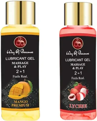 7. Way Of Pleasure Lube Flavoured Lubricant Gel for Men & Women - 100ml | Water based lube | Compatible with Con - Mango & lychee
