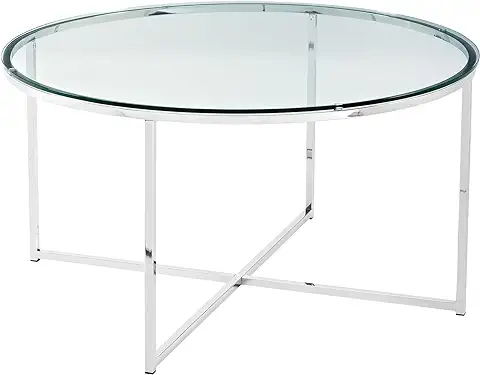 1. WE Furniture AZF36ALCTGCR Modern Round Coffee Accent Table