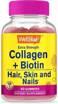 14. WellYeah Collagen with Biotin Gummies - Supports Skin, Hair, Nail Health, Joint Function, Bone Density, Muscle Growth, Cognitive Performance - Gluten Free, GMO Free - 60 Count