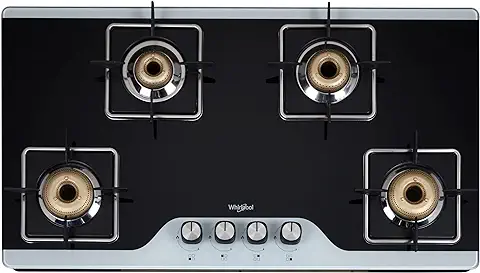 8. Whirlpool 4 Burner Auto Ignition Gas Stove with Forged Brass Burner & Rust Free Body (GRANDIOSA Ultra 904 CT AI BR)