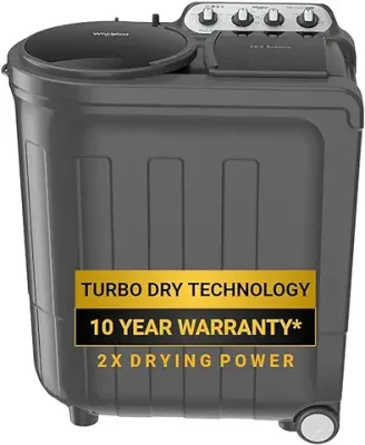 3. Whirlpool 8.5 kg 5 Star Semi-Automatic Top Loading Washing Machine (ACE 8.5 TRB DRY, GREY DAZZLE (10YR)-N, Grey Dazzle, 2x Drying Power)