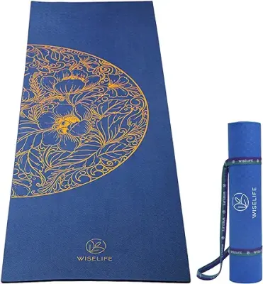 14. WiseLife Printed 6MM Yoga Mat + Yoga Strap For Men