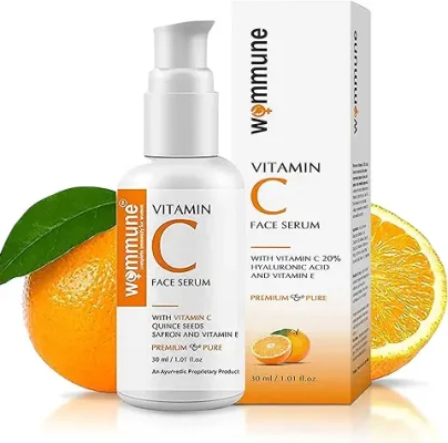 4. Wommune vitamin c face serum for face glowing, whitening, pigmentation removal, skin brightening, Skin glow, Clearing acne,Dark Circle and dark spot For All Skin Types