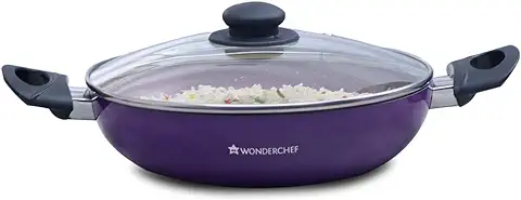 10. Wonderchef Valencia Non-Stick Kadhai with Glass Lid