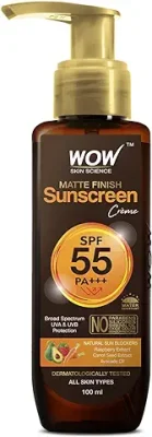 7. WOW Skin Science Sunscreen SPF 55 PA+++ Matte Look Ultra Light | Broad Spectrum- UVA&UVB Protection | All Skin Types | For Women & Men- 100ml