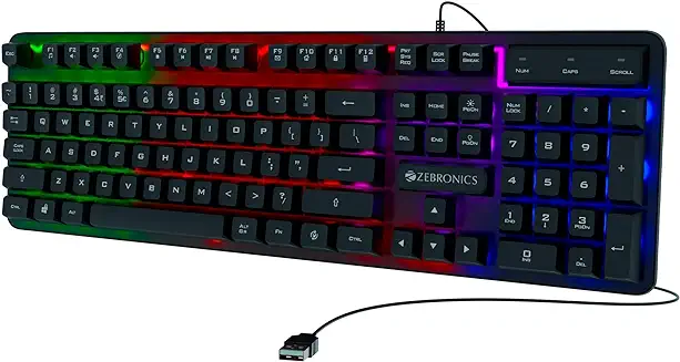 13. ZEBRONICS Transformer K1 Premium Gaming Keyboard with 104 Keys