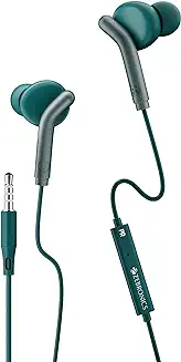 3. ZEBRONICS Zeb-Bro in Ear Wired Earphones with Mic, 3.5mm Audio Jack, 10mm Drivers, Phone/Tablet Compatible(Green)
