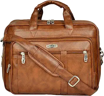 12. Zipline Office Laptop Synthetic Leather Executive Formal 15.6 inch Laptop & MacBook Briefcase Messenger/Office/Travel/Business Bag for Men Women with Multiple compartments