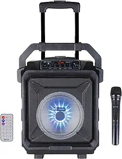4. Zoook Rocker Thunder XL 50 watts Trolley Karaoke Bluetooth Party Speaker with Remote, Built-in Amplifier & Wireless Mic/8 inch Driver/FM/1 Click Recording/USB and TF/LED (Black)
