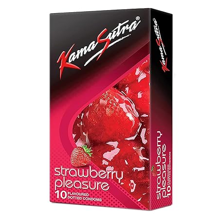 KamaSutra Strawberry Flavored Dotted Condoms for Men – 10 Count