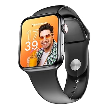CrossBeats Ignite Cube Smartwatch Large 1.9'' Bright HD Display 7 Days Battery 100+ Watchfaces Sports Modes 24x7 HRM|Sp02|Stress Monitor|Camera Music Control Rotating Crown AI Voice Assistant(Black)