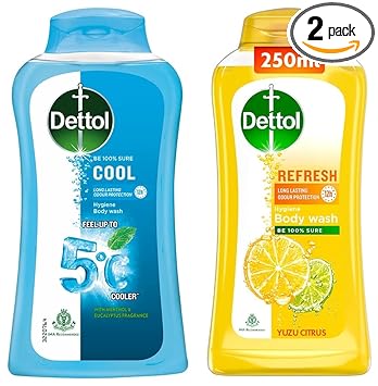 Dettol Body Wash and Shower Gel, Cool - 250ml + Dettol Body Wash and Shower Gel, Refresh - 250ml