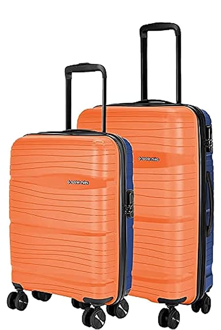 Nasher Miles Nicobar Hard-Sided Polypropylene Luggage Set of 2 Orange and Blue Trolley Bags (55 & 65 cm)