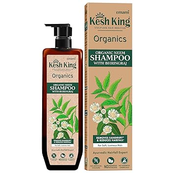 Kesh King Organic Neem Shampoo With Bhringraj | Removes Dandruff & Reduces Hair Fall | For Soft, Lustrous Hair |Organics | No Artificial Colours, Parabens, Phthalates Or Harmful Chemicals, 300ml
