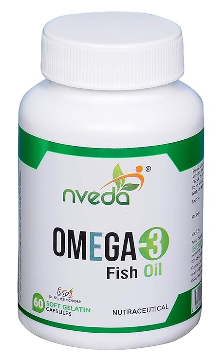 Nveda Omega 3 Fish Oil For Men and Women, Omega 3 1000mg (60 Capsules) with EPA-DHA, Omega-3-Capsule For Healthy Heart, Eyes, Brain & Joints