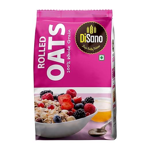 DiSano Rolled Oats 1kg, Jumbo Oats, 100% Whole Grain, High in Protein & Fibre, Healthy Breakfast Cereal