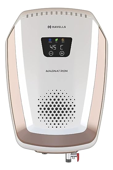 Havells Magnatron 25 Litre "India’s first Water Heater having NO HEATING ELEMENT with No Scaling" Storage Water Heater (White Champagne Gold), Wall Mounting