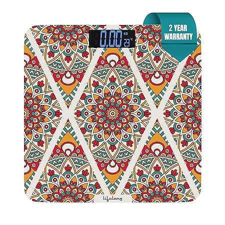 Lifelong Bloom LLWS54 Body Weighing Scale (Indian Cultural Series - Rajasthan Rural)|Digital Weight Machine for Body Weight|Thick Tempered Glass with LCD Display|Bathroom Weighing Scale (Multicolor)