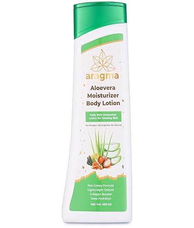 Aragma Aloe Vera Body Lotion, Hydrating & Soothing Natural Skin Moisturizer for skin brightening and whitening, For all Skin Types, 400ml