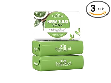 Pink Root Neem Tulsi Handmade Soap 100gm (Pack of 3)