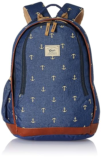 Gear Anchor Triumph 30L Medium Water Resistant School Bag/College Bag/Daypack/Casual Backack for Girls/Boys/Men/Women (Blue-Beige)