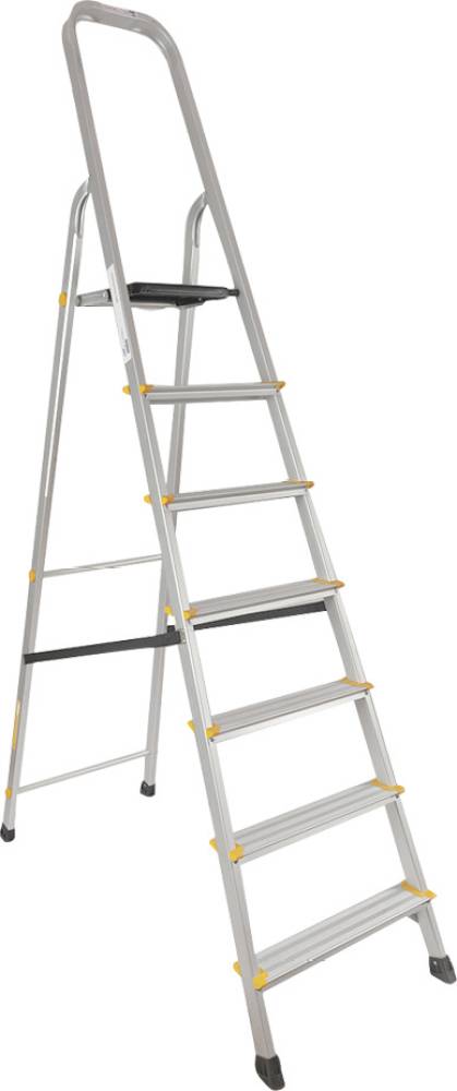 Asian Paints TruCare 7 Steps|Silver color|5 Year Warranty|Home Ladder|Anti-Skid, Foldable Aluminium Ladder  (With Platform)