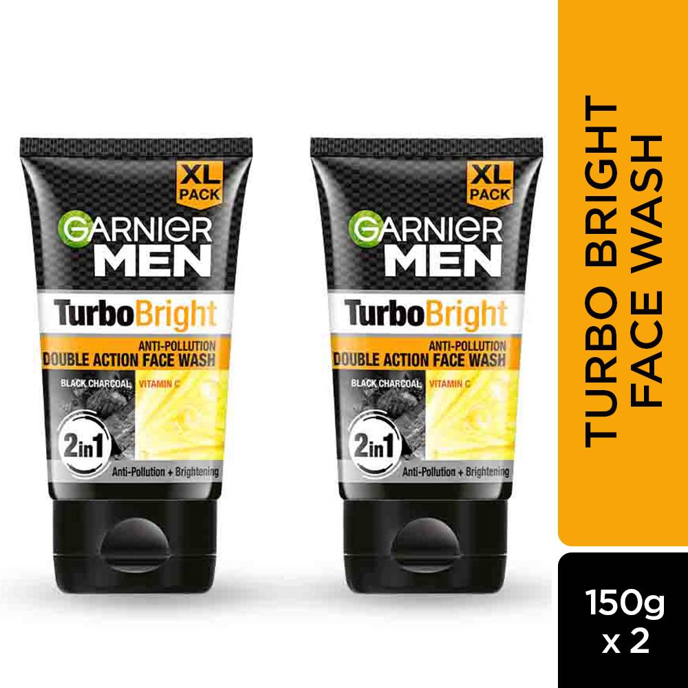 Garnier Men Turbo Bright Double Action,150gm (Pack of 2) Face Wash  (300 g)
