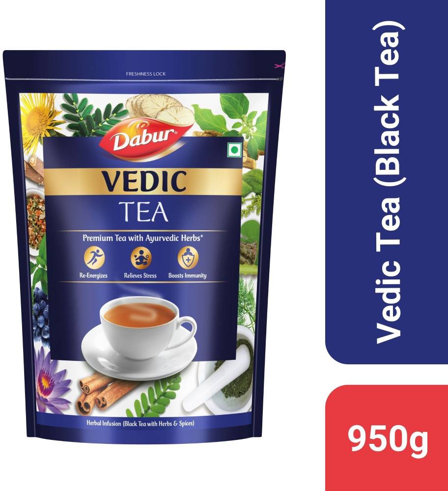 Dabur Vedic Tea | Premium Tea with 30+ Ayurvedic herbs | Soulful Aroma & Rich Taste Black Tea Pouch  (950 g)