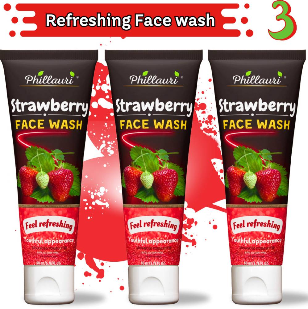 Phillauri Strawberry with Strawberry Extracts | For Normal to Dry Skin | For Hydrating & Glowing Skin Face Wash  (180 ml)