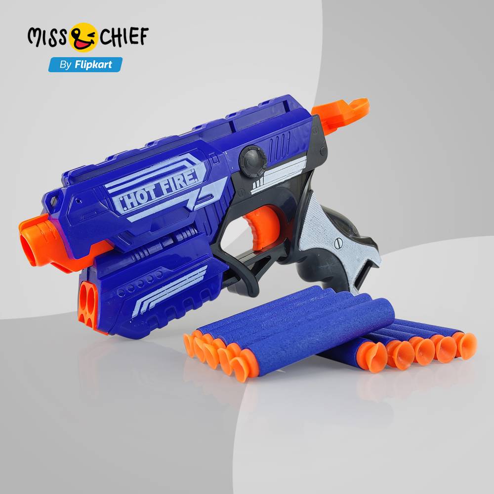 Miss & Chief by Flipkart blaze storm foam blaster gun toy, safe and long range shooting gun, (5 foam bullets and 5 suction dart bullets) Guns & Darts  (Blue)