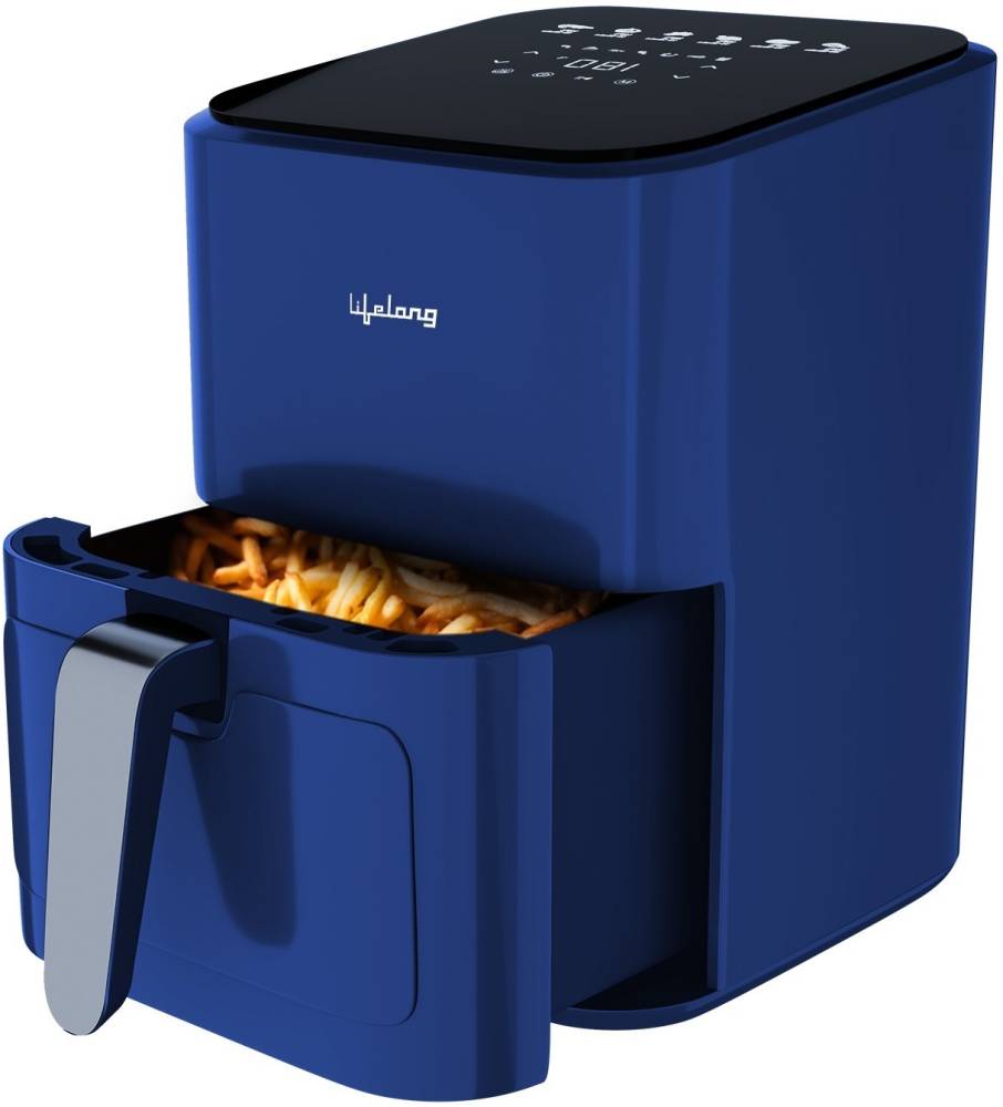 Lifelong LLHFD450 1200W with Hot Air Circulation Technology with Timer Selection & Adjustable Temperature Control |Preset Menu|Uses upto 90% Less Oil |Fry, Grill, Roast, Reheat and Bake, True Digital Air Fryer  (4 L)