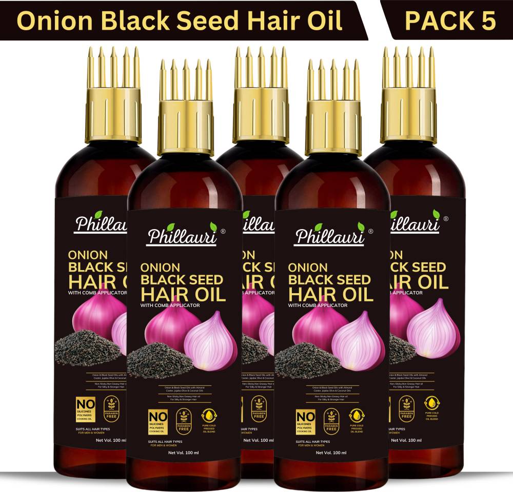 Phillauri Onion Oil for Hair Regrowth Aryuvedic Hair Oil 100ml (Pack of 5) Hair Oil  (500 ml)